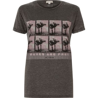 Grey palm print T-shirt